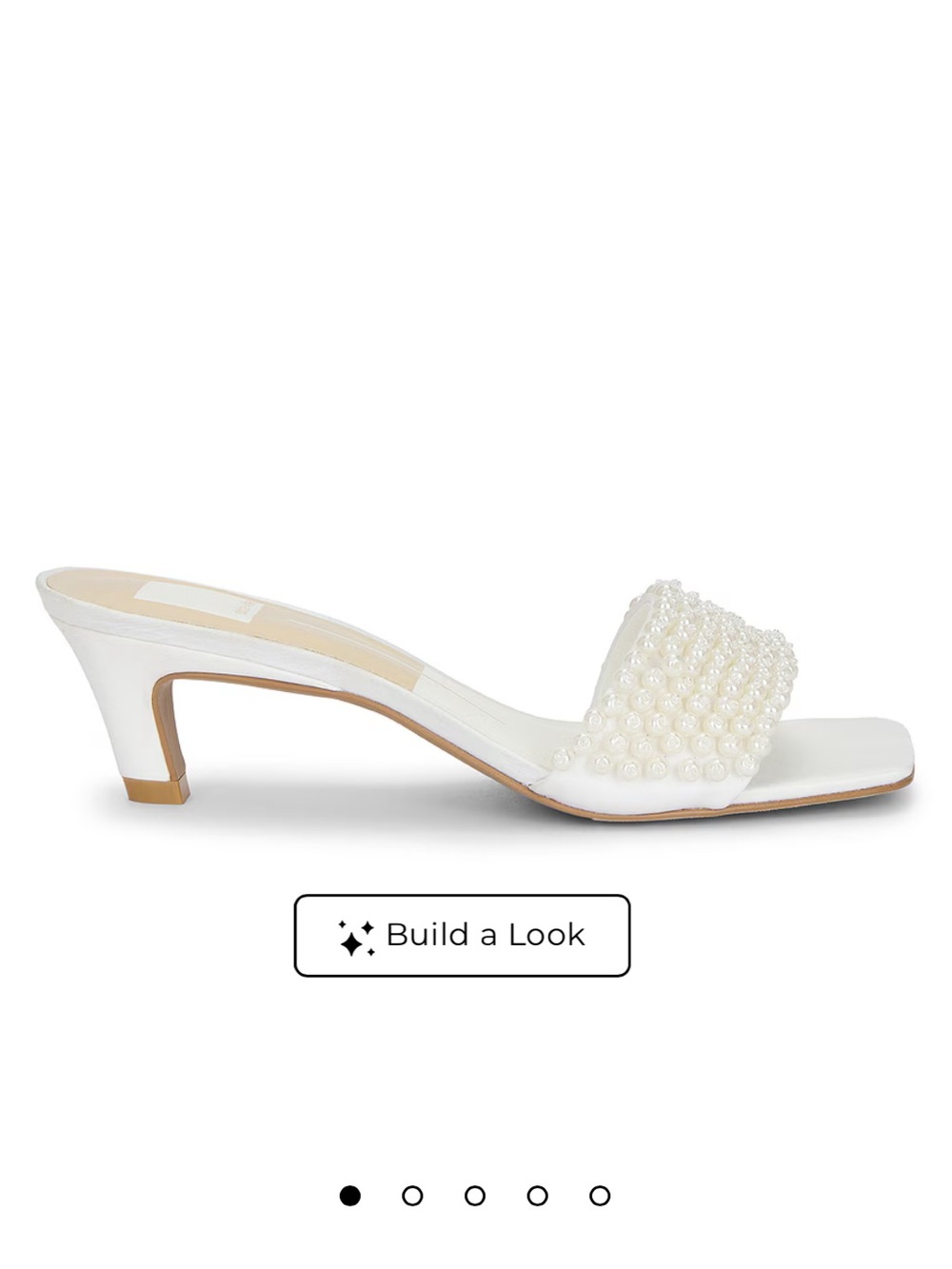 Dolce Vita Rexa Pearl-Embellished White Mid Heel Mule